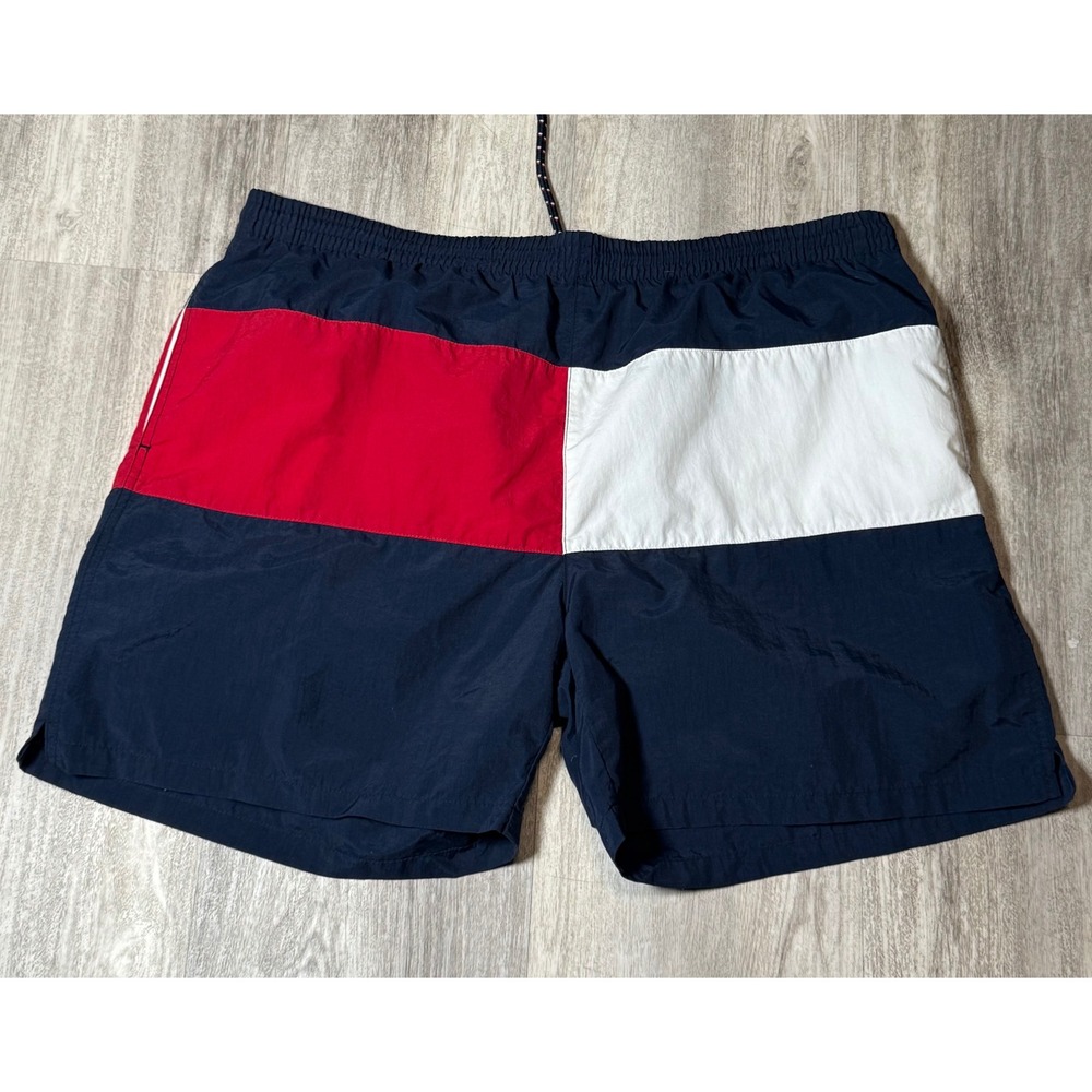 Croft & Barrow‎ Sport Mens L Swim Trunks Color Block Drawstring Nylon Shorts